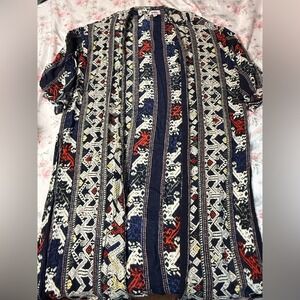 Bongo‎ Boho Tribal Print Open Front Cardigan Duster Women's Small